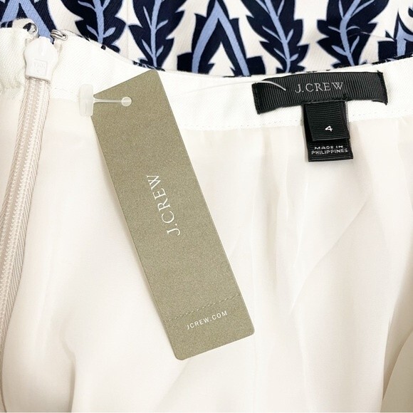 NWT J. Crew Trellis Skirt Blue & White Floral Scroll Mini A-Line Skirt Size 4 - Picture 13 of 16